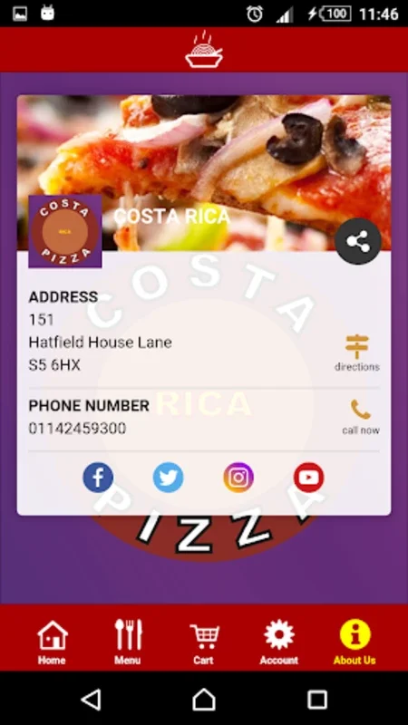 Costa Rica Pizza Sheffield for Android - Rewards & Discounts