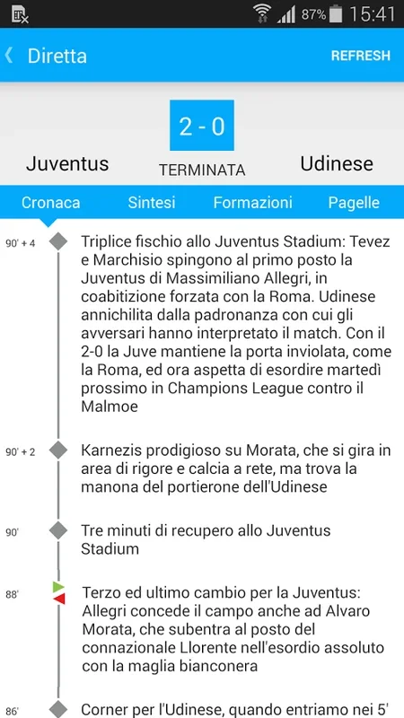 Diretta Calcio for Android - Live Football Coverage