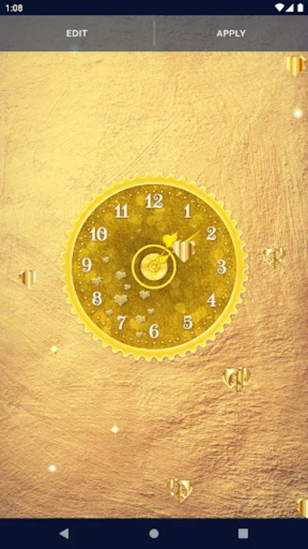 Gold Glitter Clock Wallpaper for Android - Visual Customization