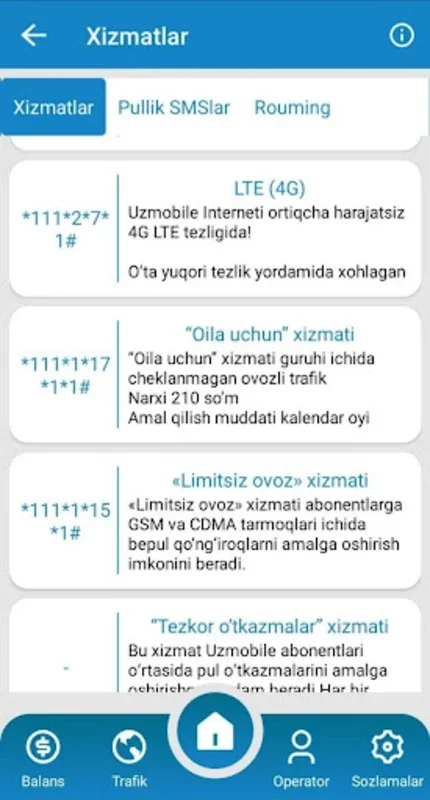 Uzmobile USSD kodlar Mobiuz for Android: Simplify USSD Code Usage