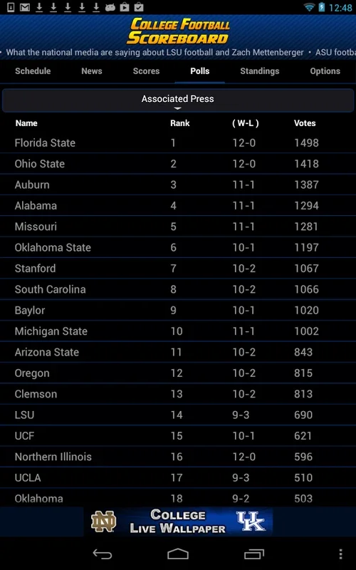 College Football Scoreboard for Android - Stay Connected with Live Scores