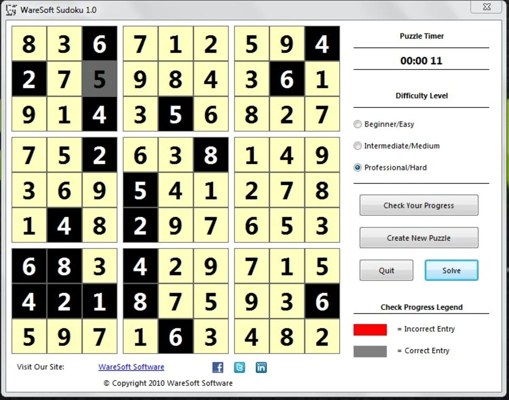 WareSoft Sudoku for Windows - Endless Sudoku Puzzles