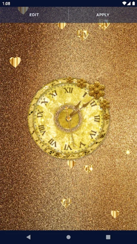 Gold Glitter Clock Wallpaper for Android - Visual Customization