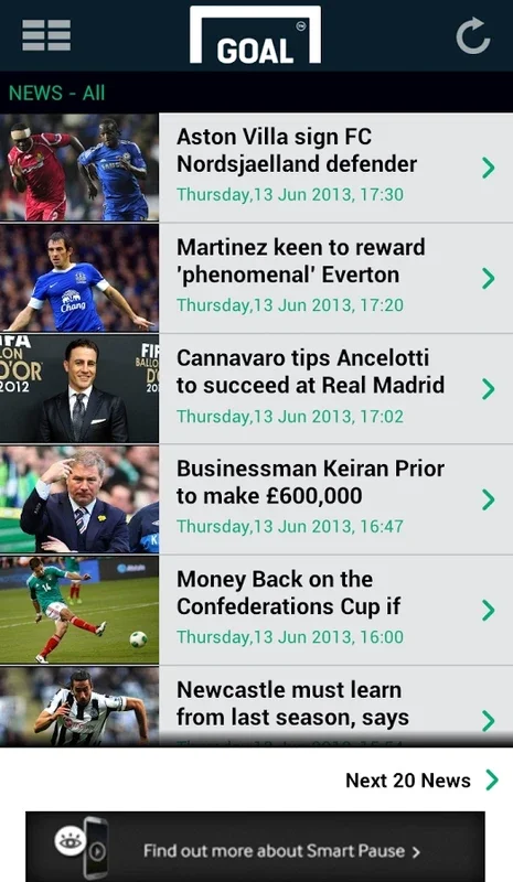 Goal.com for Android - Stay Updated on Soccer News