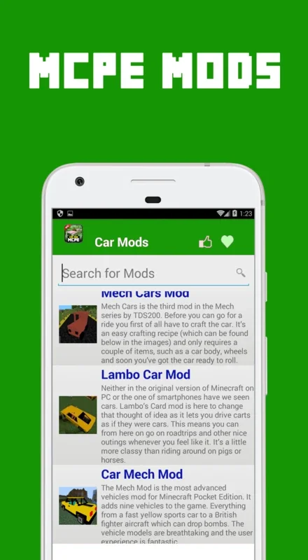 Car MOD For MCPE minecraft! on Android - Enhance Your Minecraft