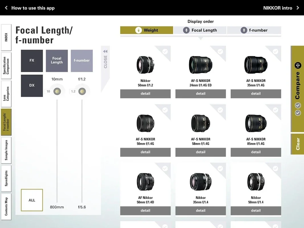 NIKKOR & ACC for Android: Select Your Nikon Gear