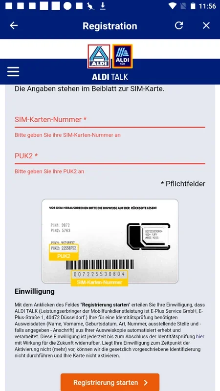 ALDI TALK Registration for Android - Simplify SIM Activation