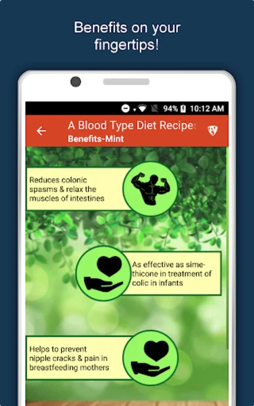 A Blood Type Diet for Android: Specialized Healthy Recipes