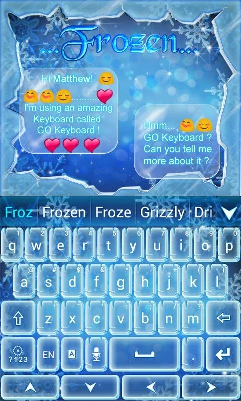 Frozen GO Keyboard Theme for Android - Add a Wintery Touch