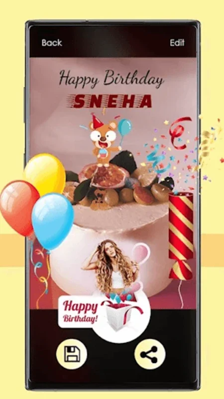 Name photo on birthday cake for Android - Personalize Cakes