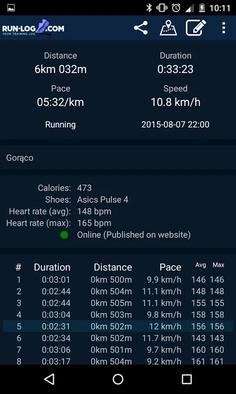 Run-log.com for Android: Track Your Fitness