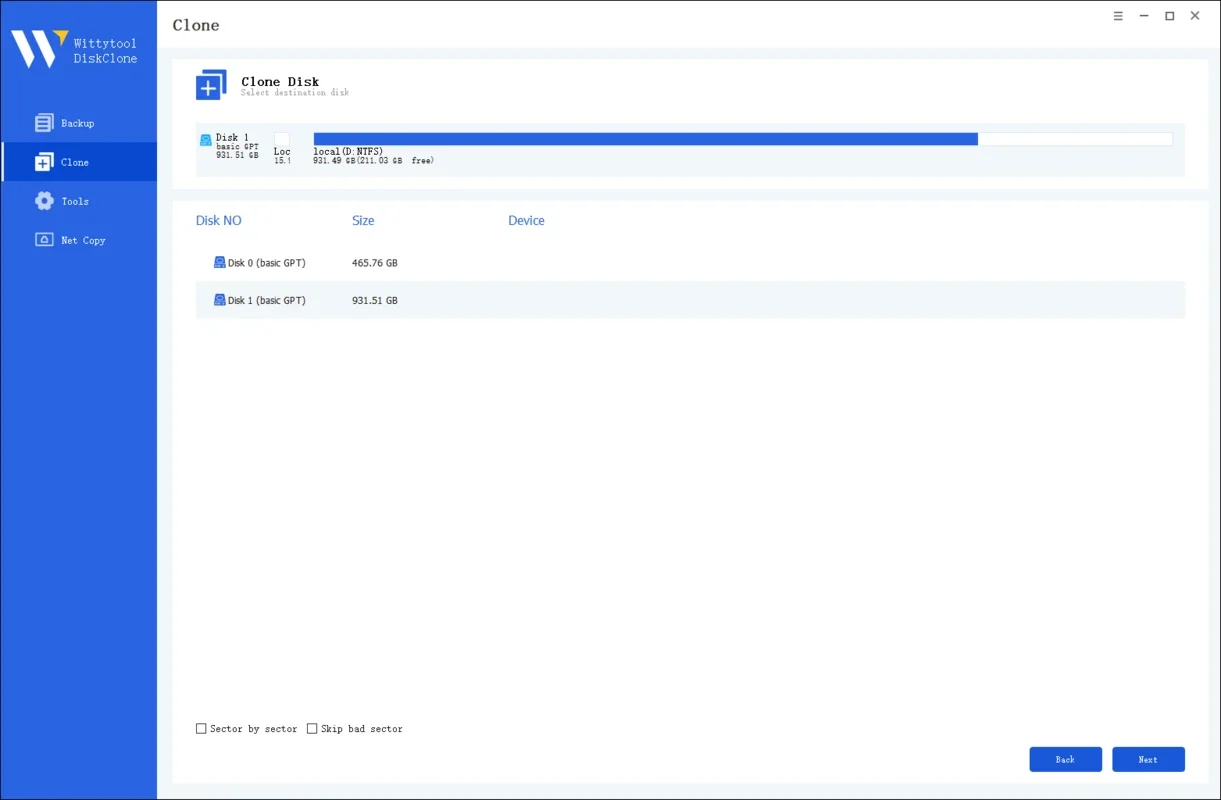 Wittytool DiskClone for Windows - Efficient Disk Cloning