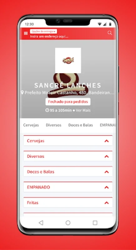 Sancré Lanches for Android: Custom Snack Orders