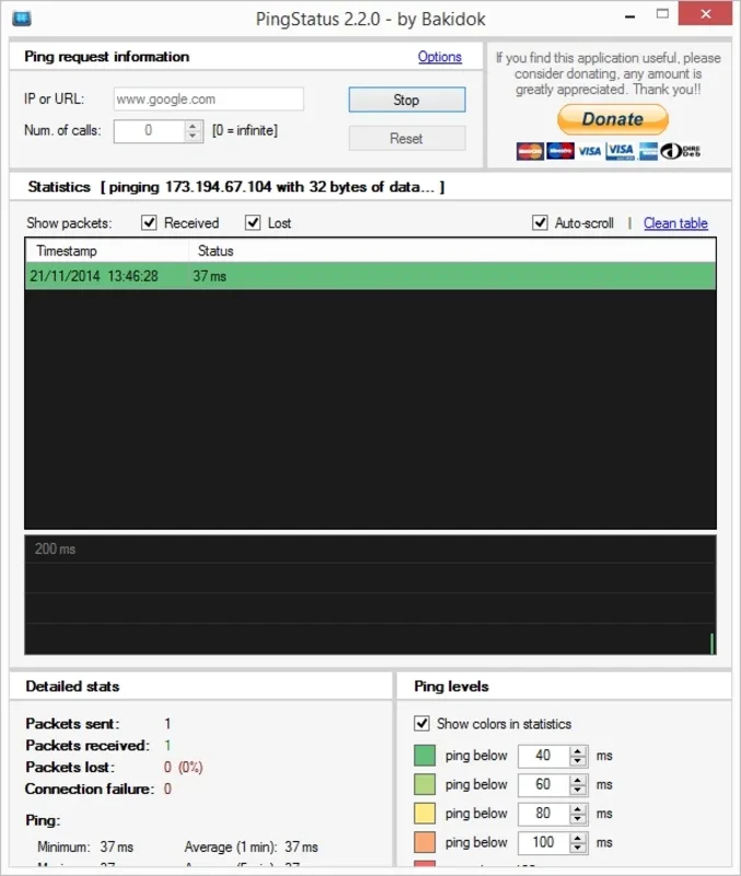 PingStatus for Windows - Monitor Your Internet Connection