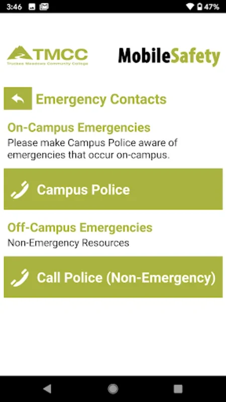 Mobile Safety - TMCC for Android: Enhancing Campus Security