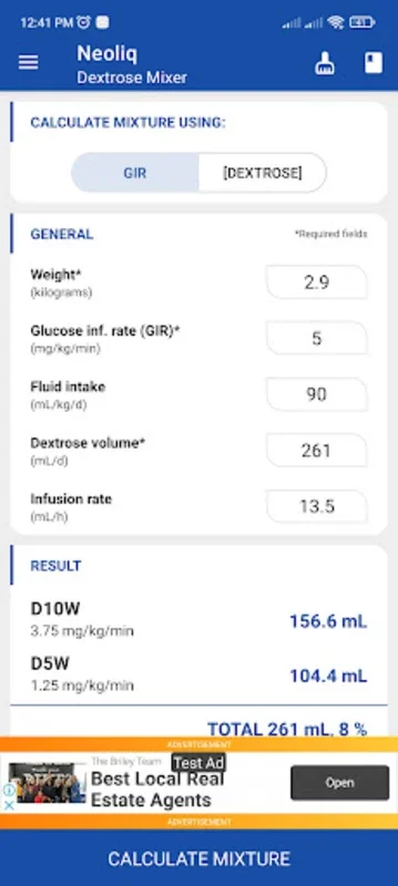 Neoliq • Parenteral Nutrition for Android: Precise Neonatal Nutrition