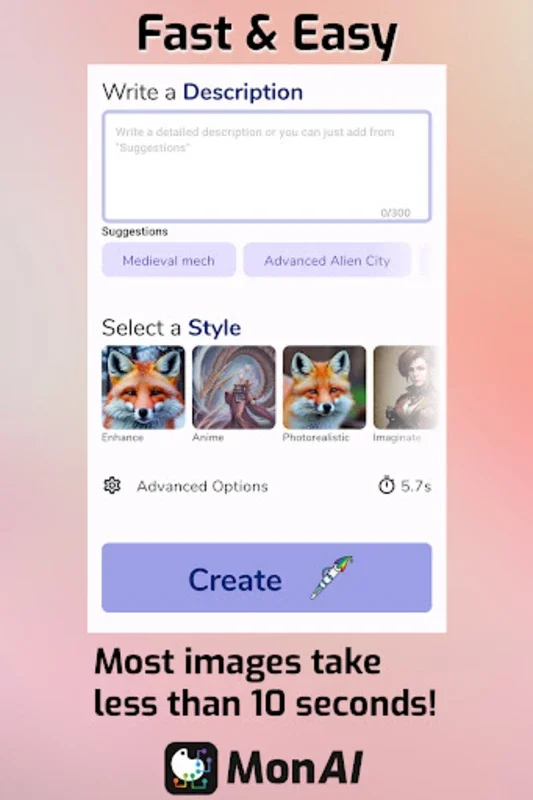 monAI - AI Art Generator for Android - Free and Powerful