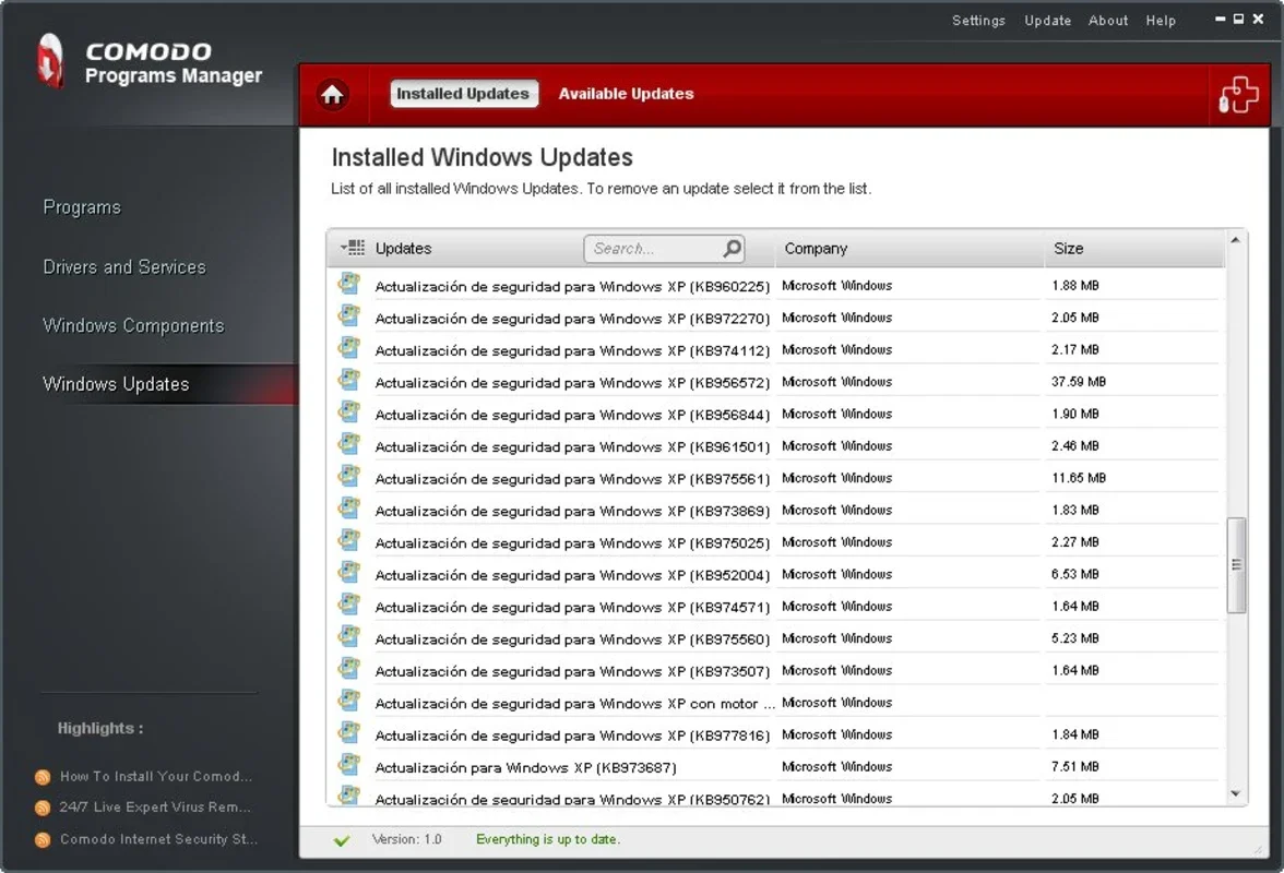 Comodo Programs Manager for Windows - Manage and Free Up Space