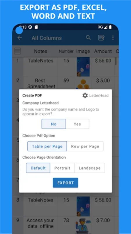 Table Notes - Mobile Excel for Android: Streamline Your Spreadsheets