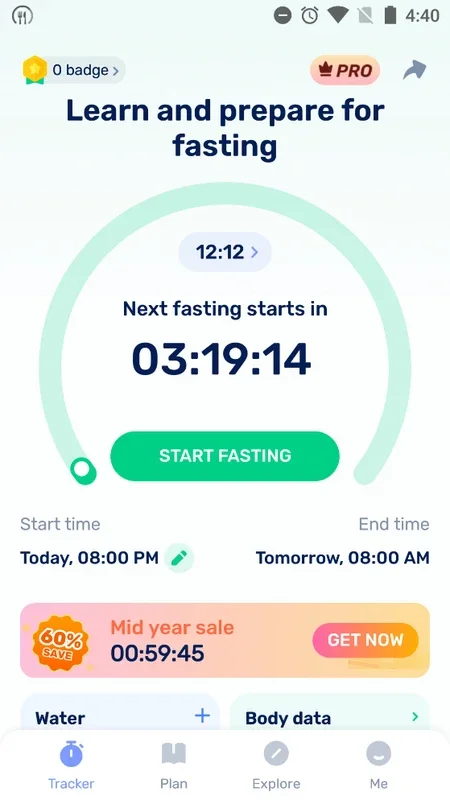 GoFasting for Android - Aid in Fasting Management