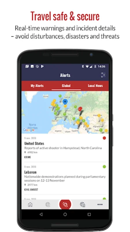 2Travel for Android: Secure Business Travel Alerts