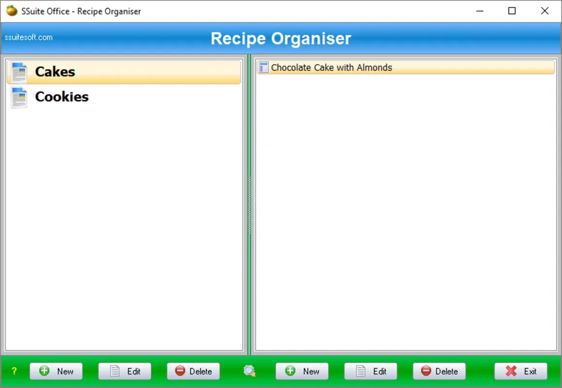 SSuite Recipe Organiser for Windows: Organize Recipes Effortlessly