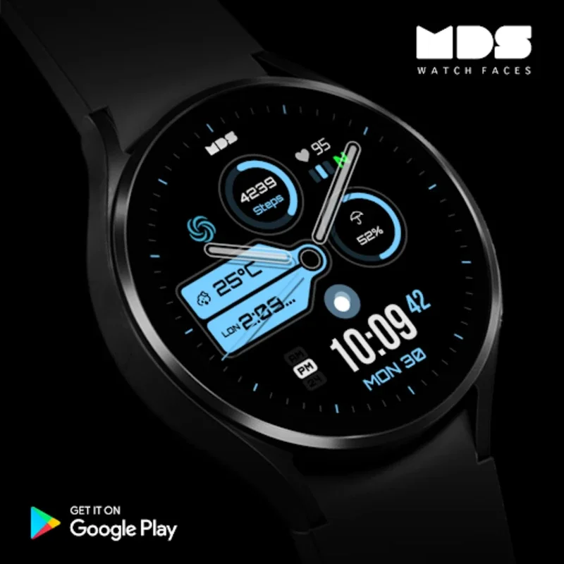 MDS367 - Hybrid Watch Face for Android: Customizable & Feature-Rich