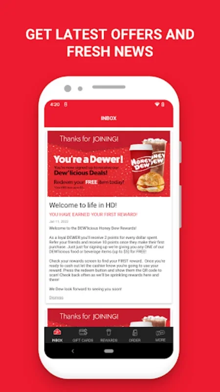 Honey Dew Donuts for Android - Enhanced Coffee and Donut Experience