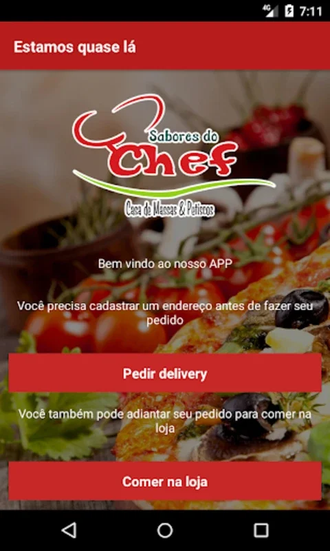 Sabores do Chef for Android - Order Pasta and Snacks Easily