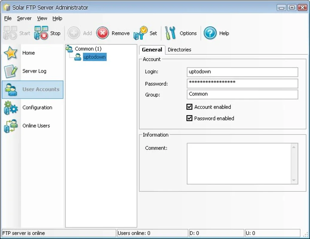 Solar FTP Server for Windows - Simple and User - Friendly