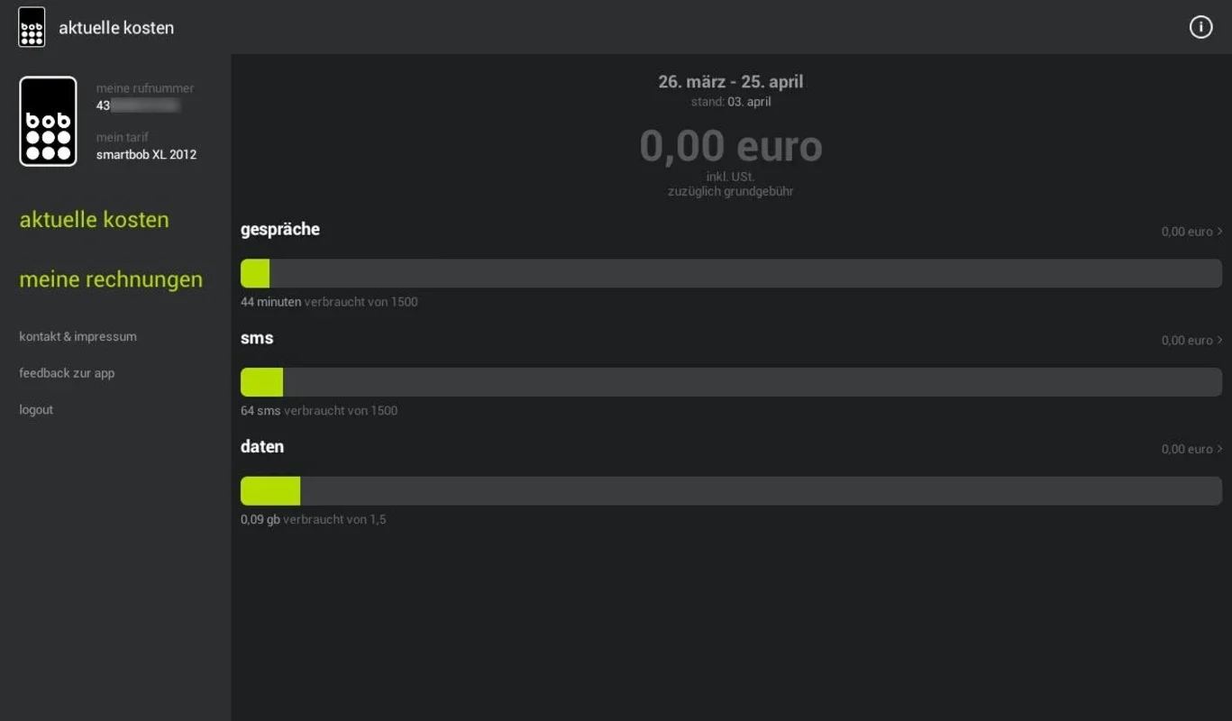 MeinBob for Android - Manage Mobile Tariff Easily