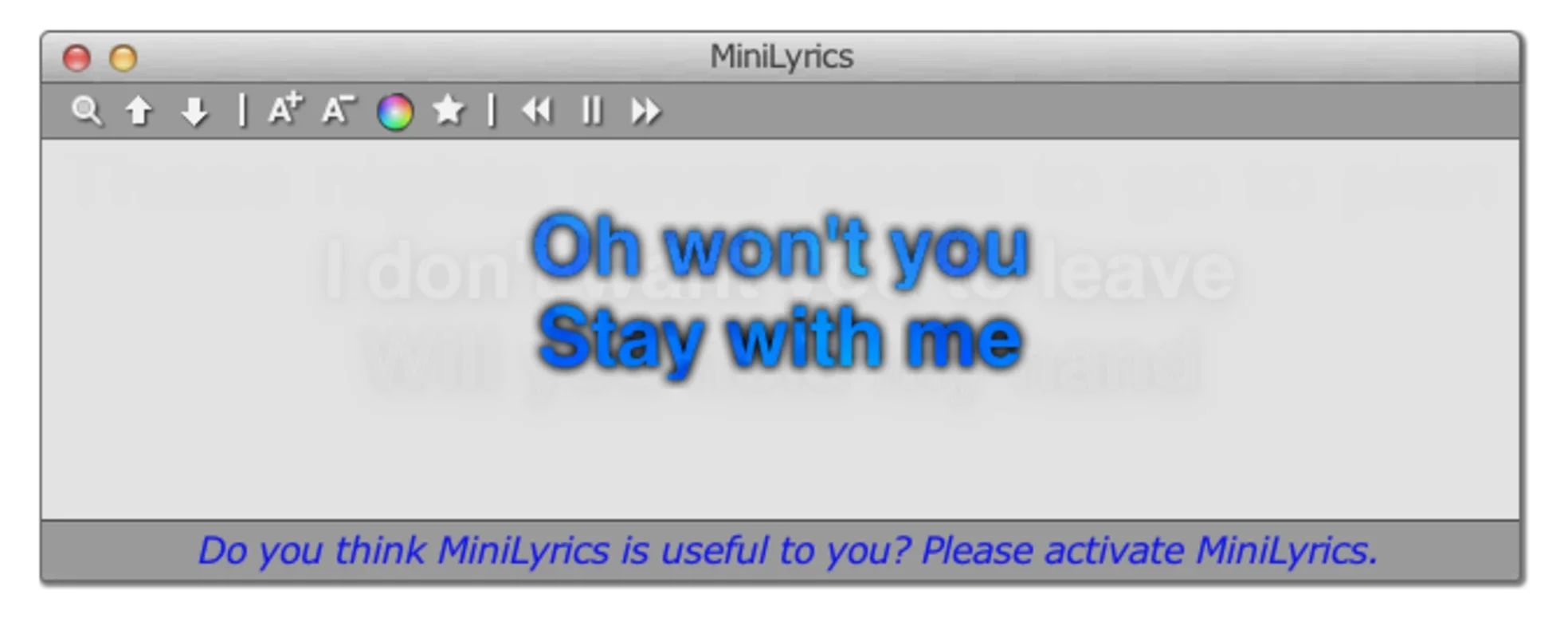 MiniLyrics for Mac - Auto Show Song Lyrics