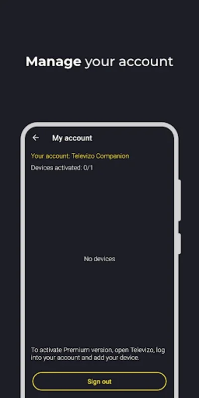 Televizo Companion for Android - Manage Account Easily