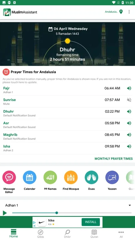 Muslim: Qibla Finder, Prayer Times, Quran, Azan for Android - Essential Islamic App