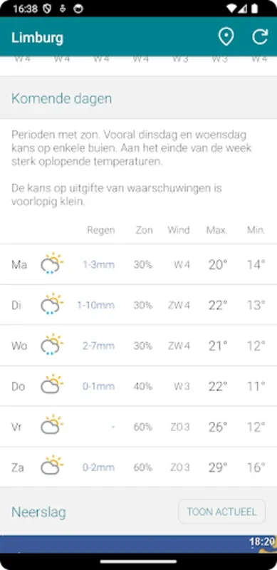 Weer NL for Android - Accurate Dutch Weather Forecasts