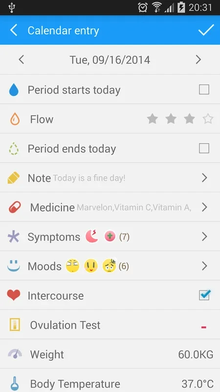 Holo Blue Theme - Free for Android: Enhance Your Period Calendar