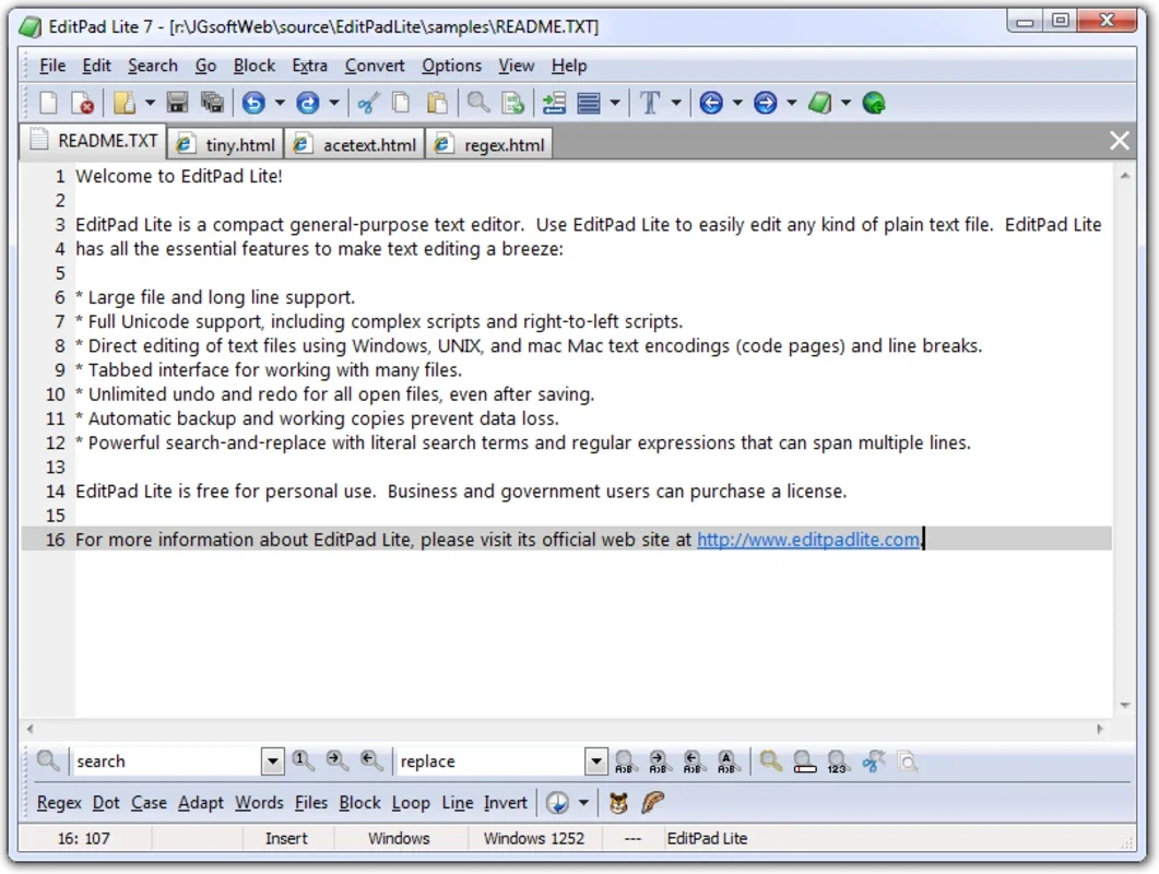 EditPad for Windows - A Free Text Editor Replacement