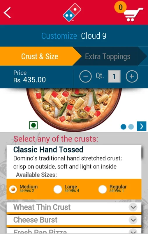 Dominos for Android - Order Pizza with Ease