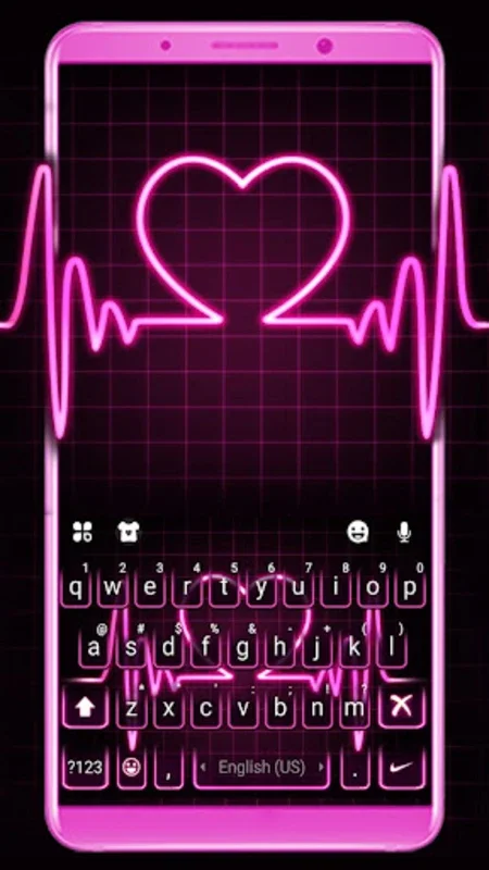 Pink Neon Heart Theme for Android - Customize Your Typing