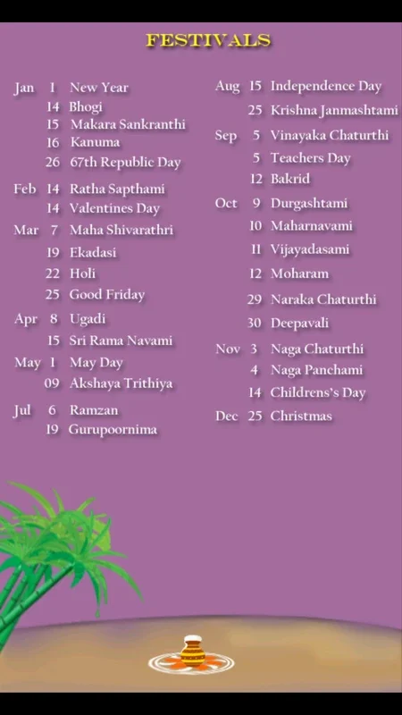 Telugu 2016 Calendar for Android: Know 2016 Holidays