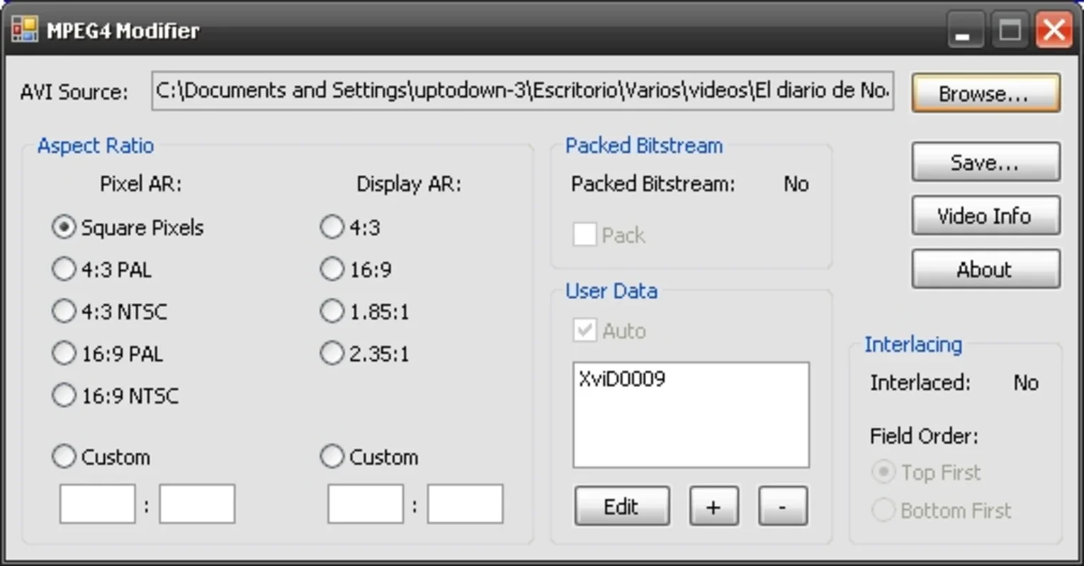 MPEG4 Modifier for Windows - Adjust AVI Features Easily