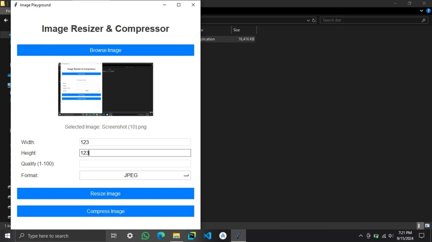 Image Playground: Fast Offline Image Compression for Windows