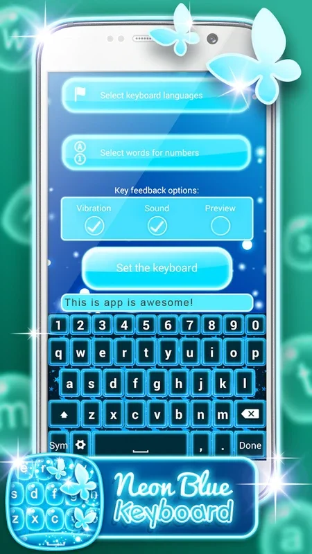 Neon Blue Keyboard Changer for Android: Customize Your Keyboard