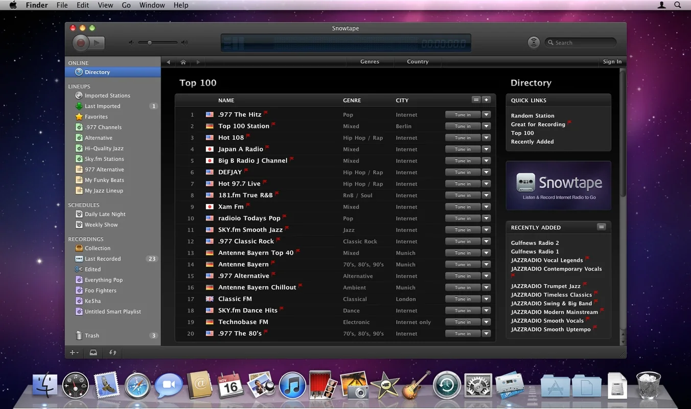 Snowtape for Mac - Free Radio Listening and Editing App