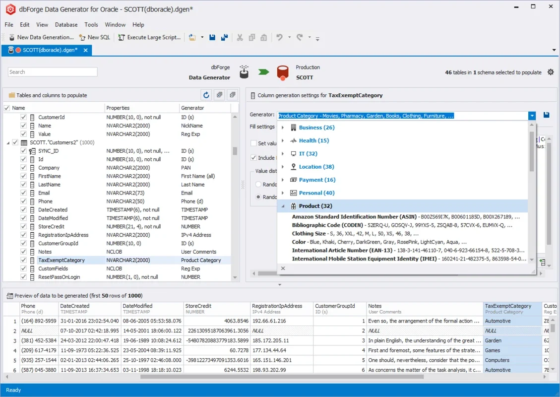 dbForge Data Generator for Oracle on Windows - Free Download