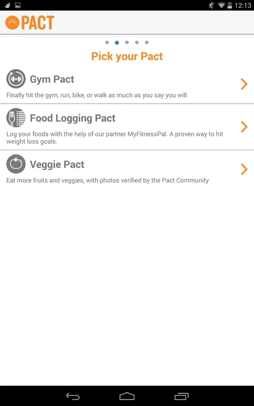 Pact for Android: Earn or Lose with Exercises