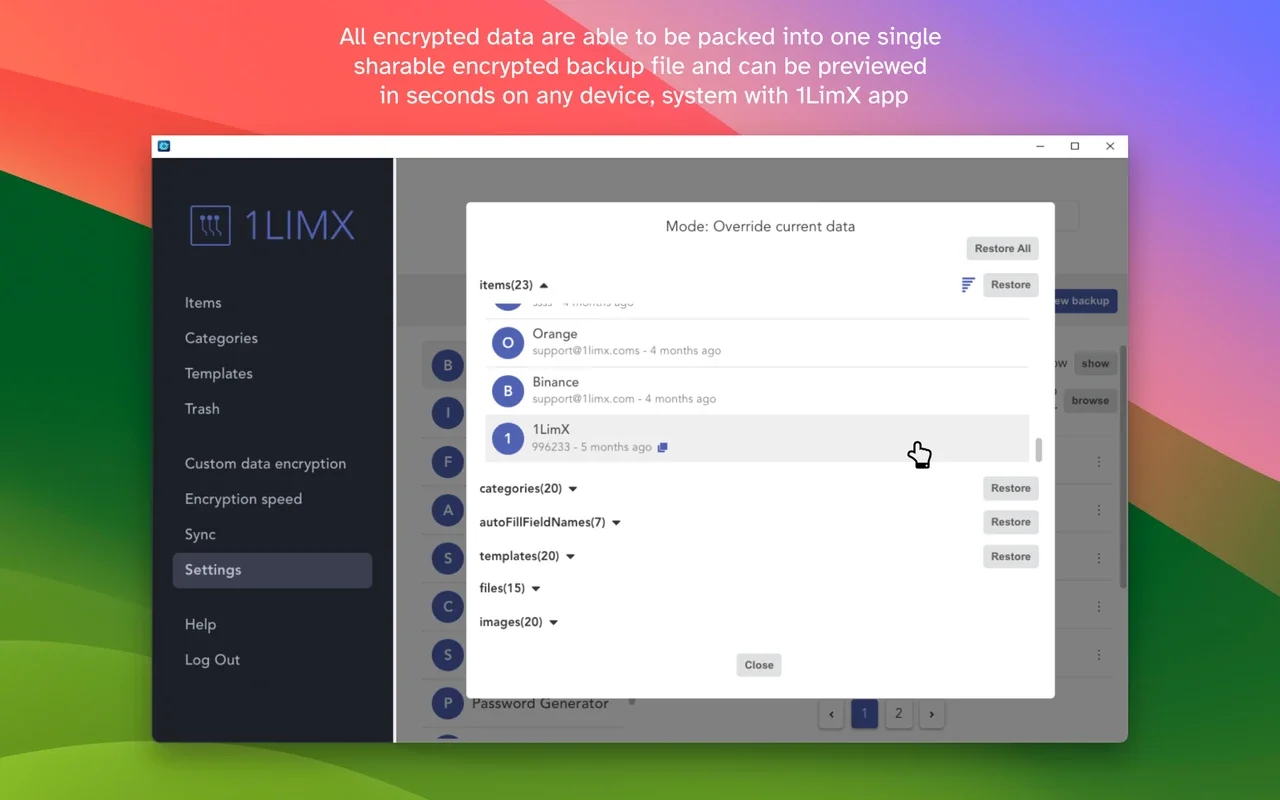 1LimX for Windows - Secure Offline Data Manager