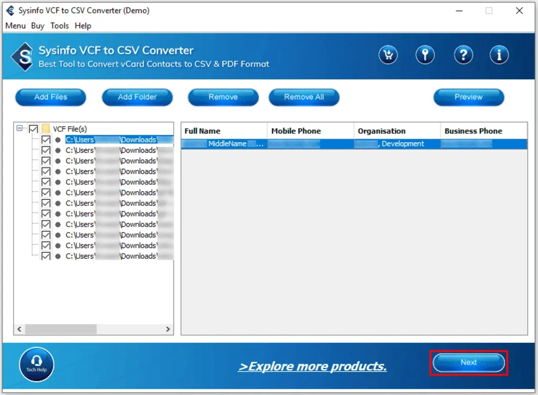 Sysinfo VCF to CSV Converter for Windows - Accurate Conversion