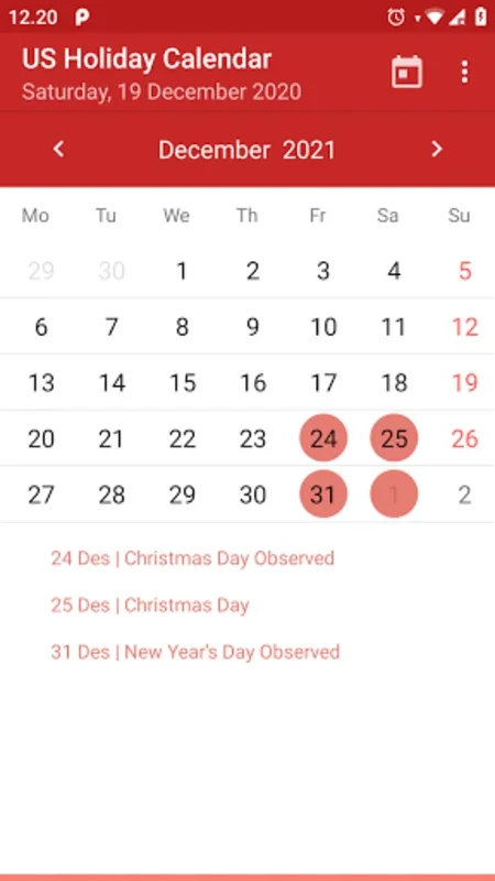 US Holiday Calendar for Android - Organize Your Time