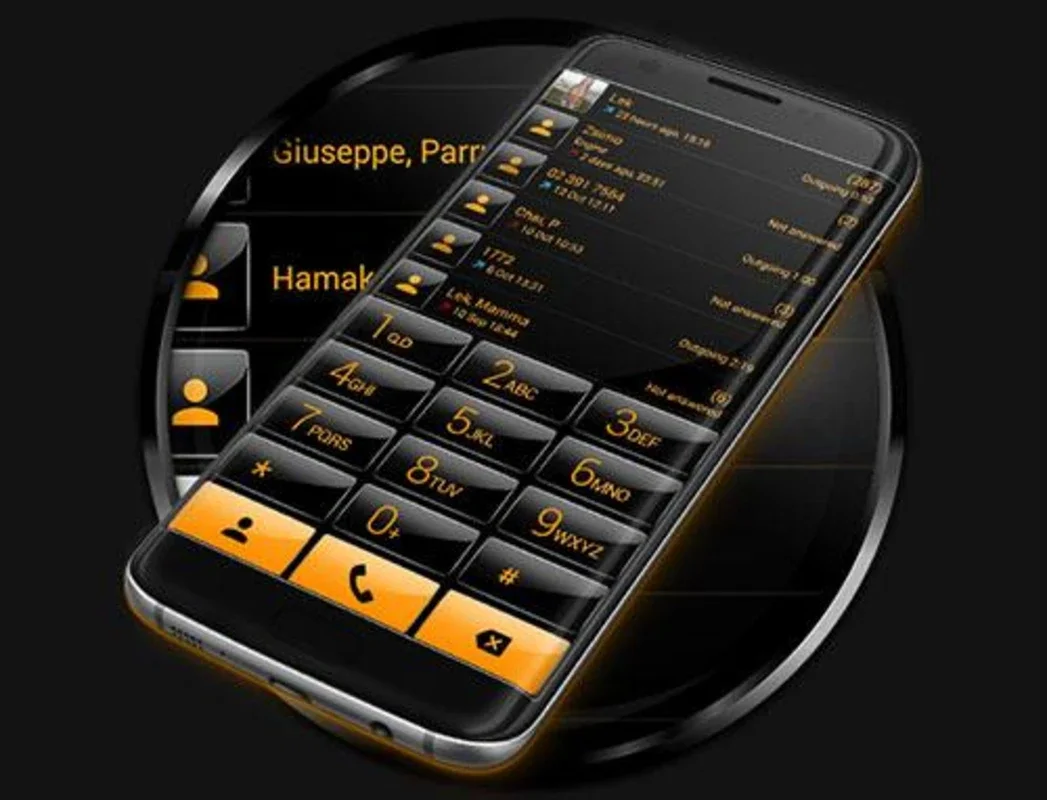 ExDialer Gloss Black Orange theme for Android - Download the APK from AppHuts